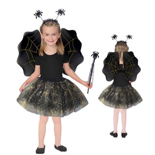 Kit 4 Fantasia Asas de Borboleta Fada Tiara Varinha e Saia Tule Infantil Vestidos De Hall…