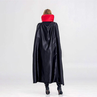 Capa Preta de Vampiro Fantasia Drácula 120cm E 160cm com Gola Alta Infantil e Adulto Fest…