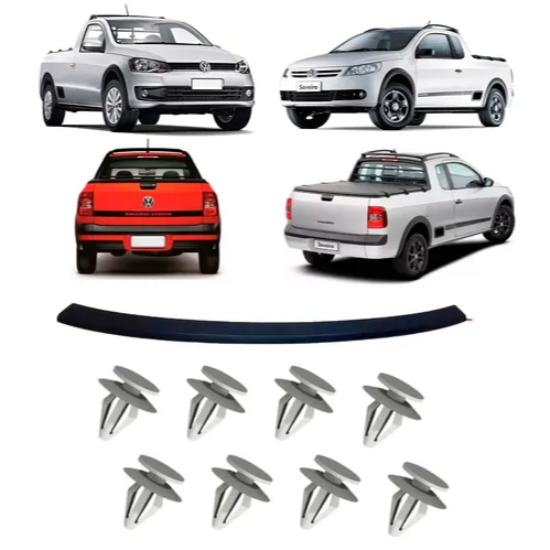 Friso Moldura Tampa Traseira Saveiro G5 G6 G7 2010 11 12 13 14 15 16 17 18 19 20 21 22 23 Com Grampo em Oferta na Shopee