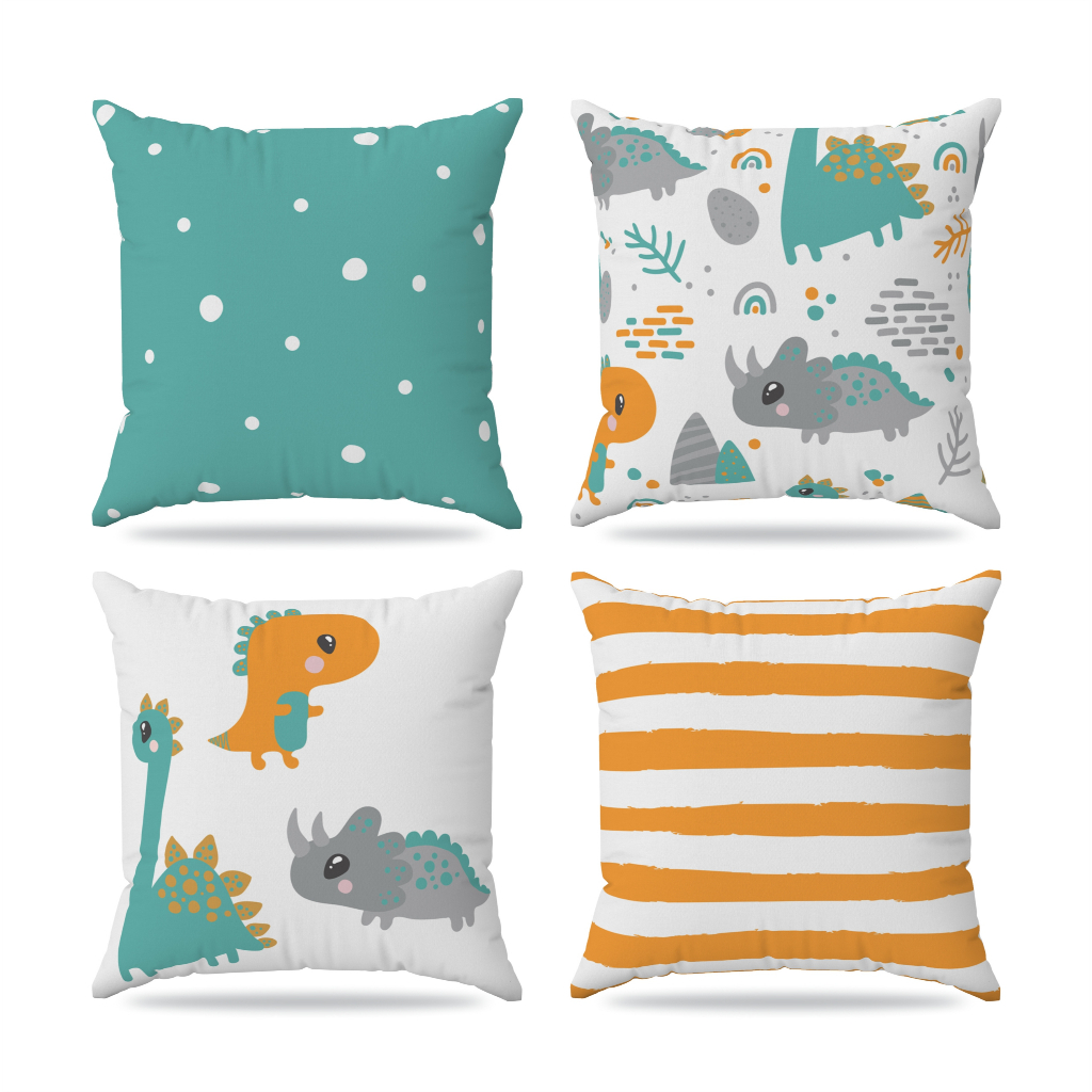 Kit 4 almofadas cheias decoração infantil dinossauro 30x30cm em Oferta na Shopee
