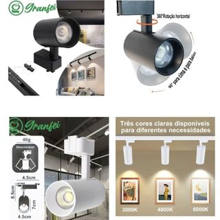 Luminária Spot LED Eletrificado 10W+Trilho Linear 1 Metro - Branco Frio Neutro Quente UNIFY