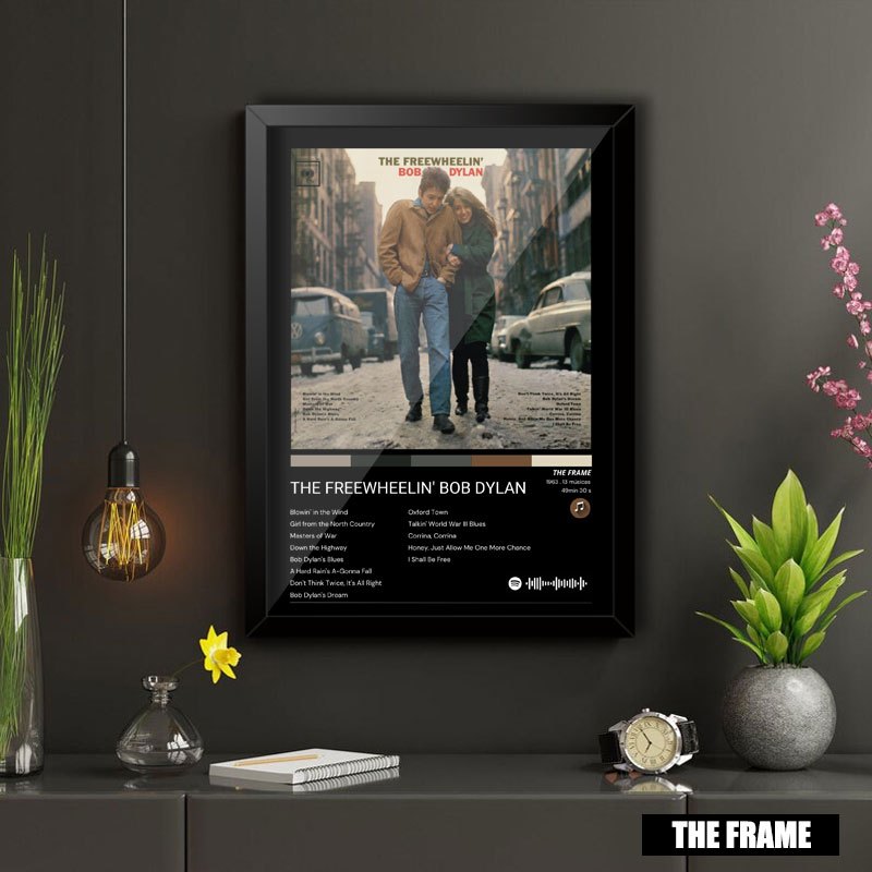 Quadro Decorativo A4/A3 Spotify Bob Dylan Album The Freewheelin' Bob Dylan