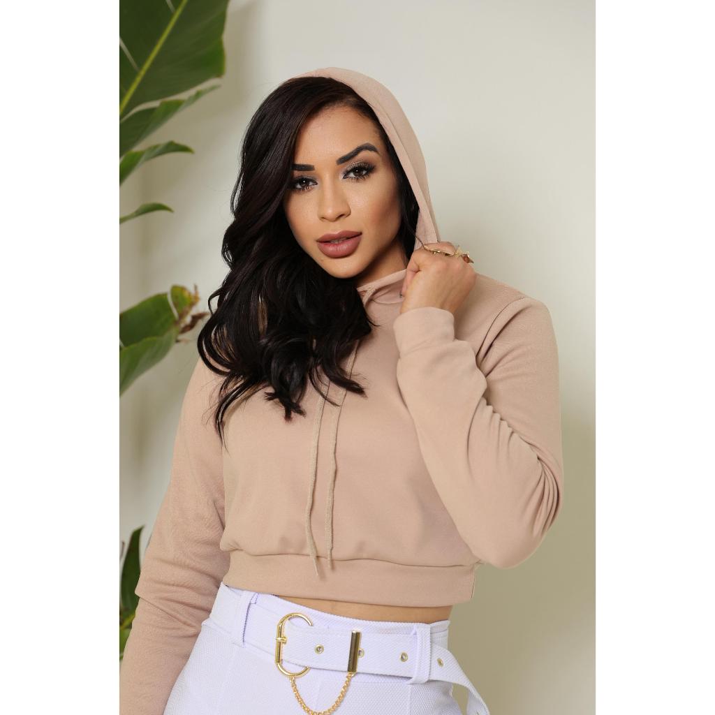 Cropped Bege Manga Longa: Onde Comprar | BuscaProdutos