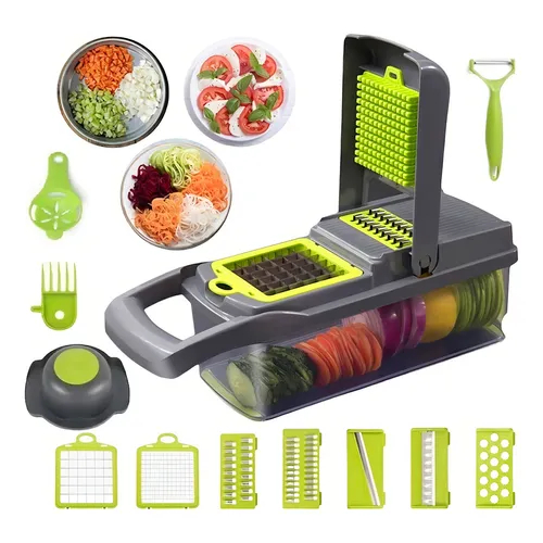Fatiador Cortador Profissional Multifuncional De Aço Inoxidável 16 Em 1 Para Vegetais Frutas Legumes
