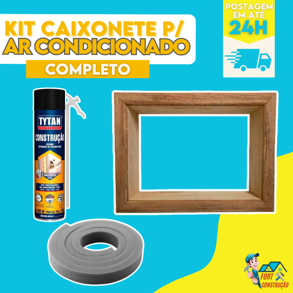 Kit Caixonete Ar 7500/10000 + Espuma de Expansiva + Espuma de Vedação Janela Caixilho em Oferta na Shopee