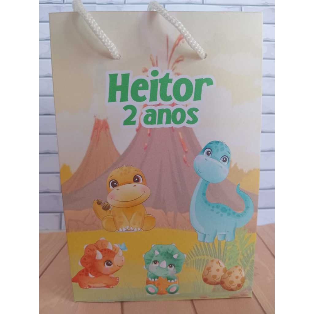 Sacolinha Surpresa Personalizada Lembrancinha Dino Baby Dinossauro  PEGUE E MONTE