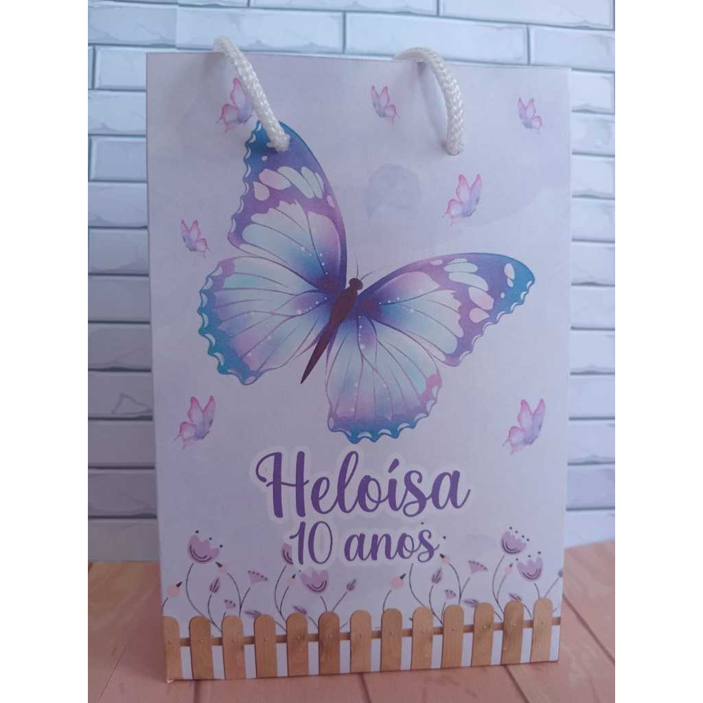 Sacolinha Surpresa Personalizada Lembrancinha Jardim das Borboletas Lilas e Roxa  PEGUE E MONTE
