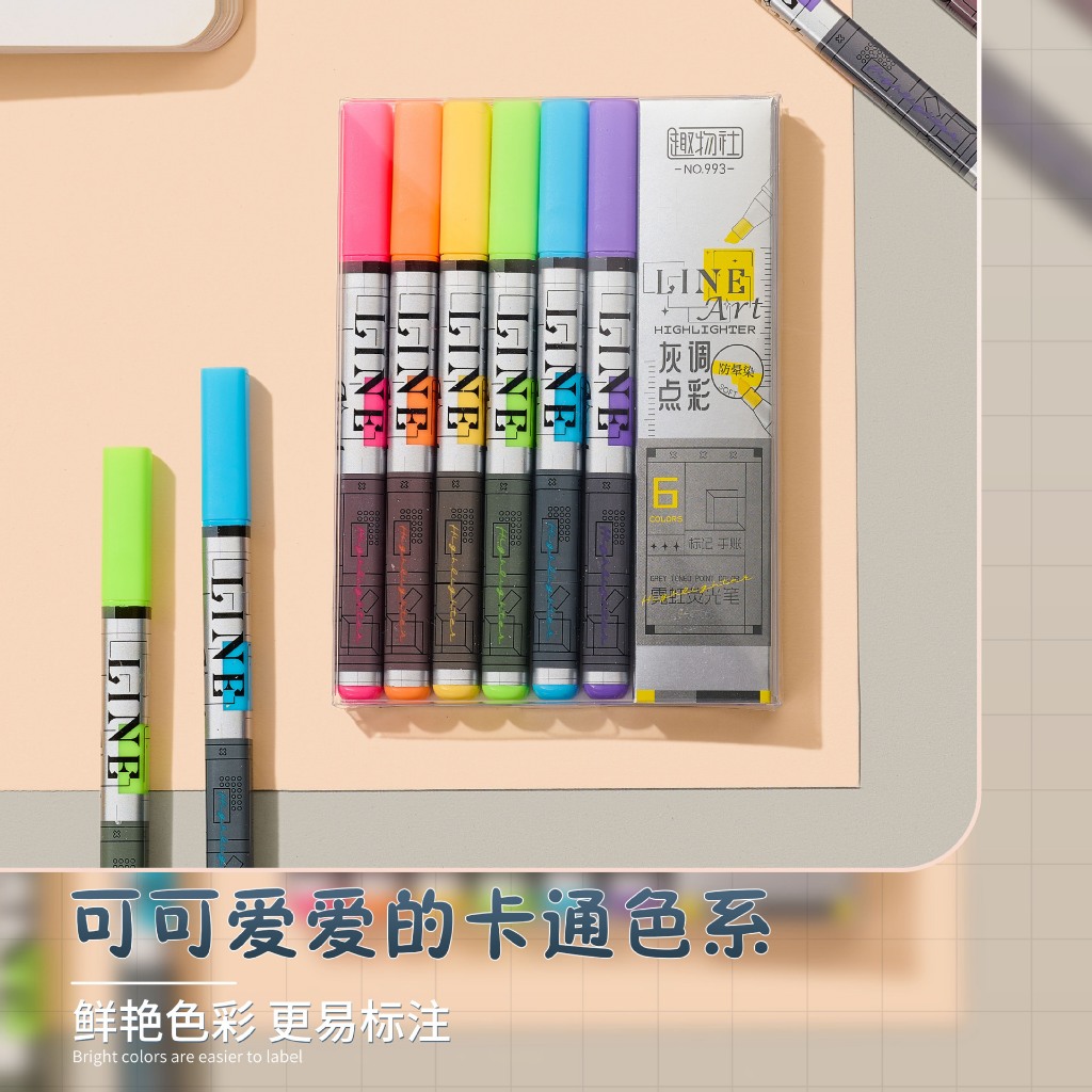 Conjunto de Marca Texto com 6 Cores Vibrantes Neon Chanfrada Escolar Marcador Papelaria em Oferta na Shopee