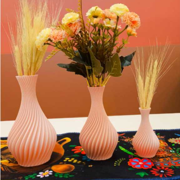 Kit Vasos Decorativos Espiral - Cor Salmão - Moderno / Luxo / Elegante em Oferta na Shopee
