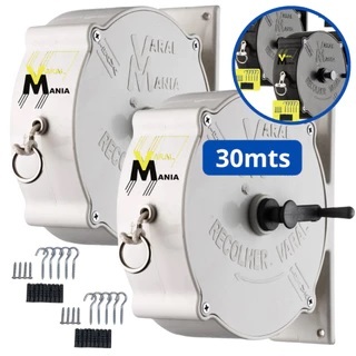 2 Varal de Roupas Retrátil 30 Metros Corda Resistente Forte Varal Mania