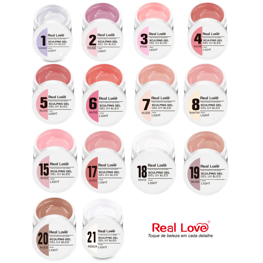 GEL REAL LOVE 15G POTE ALONGAMENTO DE UNHAS - LINHA LIGHT em Oferta na Shopee