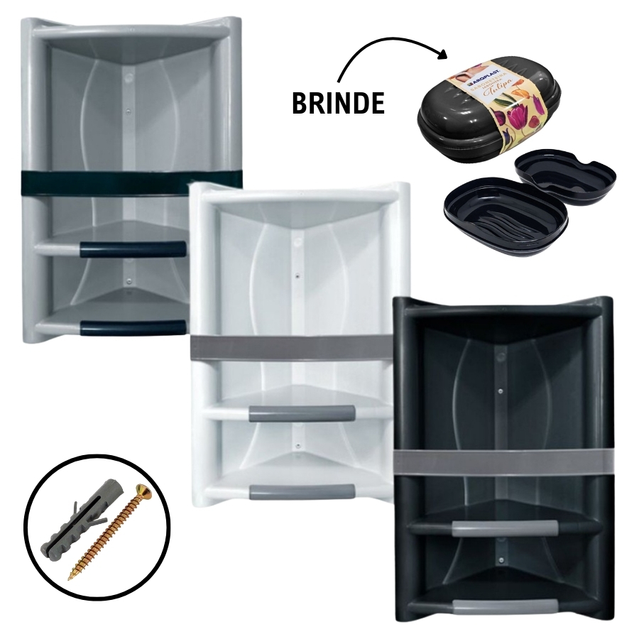Organizador Cantoneira Grande Suporte de Banheiro Shampoo Sabonete Parede Canto Plastico Resistente em Oferta na Shopee
