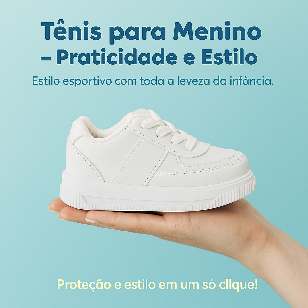 Tênis Infantil Branco Baby Menino Casual Escolar Super Confortável - Envio Rápido