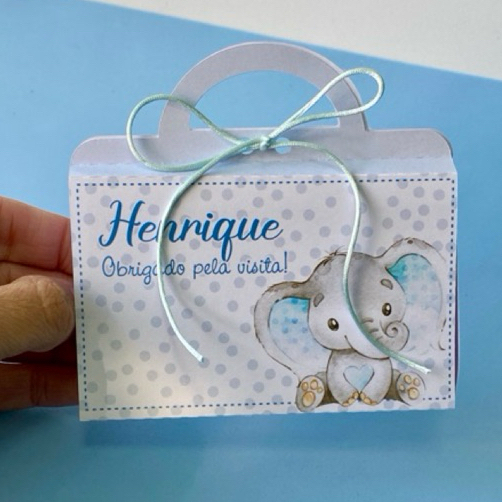 Caixinha porta Kitkat Elefantinho Azul - lembrancinha - caixinhas personalizadas - lembrança maternidade pegue e monte