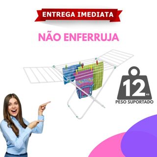 Varal de Chão Com Abas Inox Secalux Reforçado em Oferta na Shopee