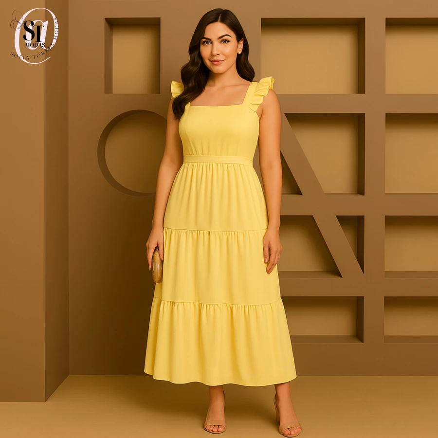 Vestido Longo 3 Marias Plus Size Feminino Elegante Tecido Duna Premium Festa M G GG G1 Verão 2026 — imagem 1