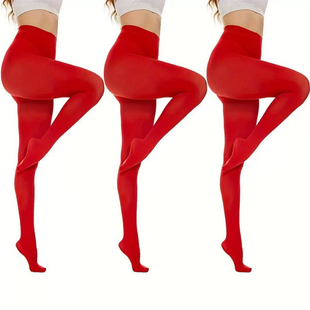 Detalhes do Meia Calça Vermelha Feminina Adulto Fio 80 com Elastano Spandex
