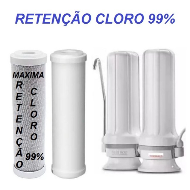 Refil Filtro Água Carvão Casca Coco 99% Cloro + Refil PP Compatível  Purificador Hoken Multi 1500, Bbi, As2 Hidrofiltros