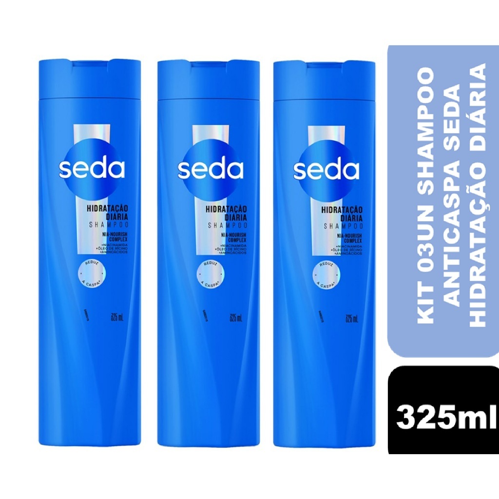 Kit 03un Shampoo Seda Hidratação diária Reduz a caspa - 325ml