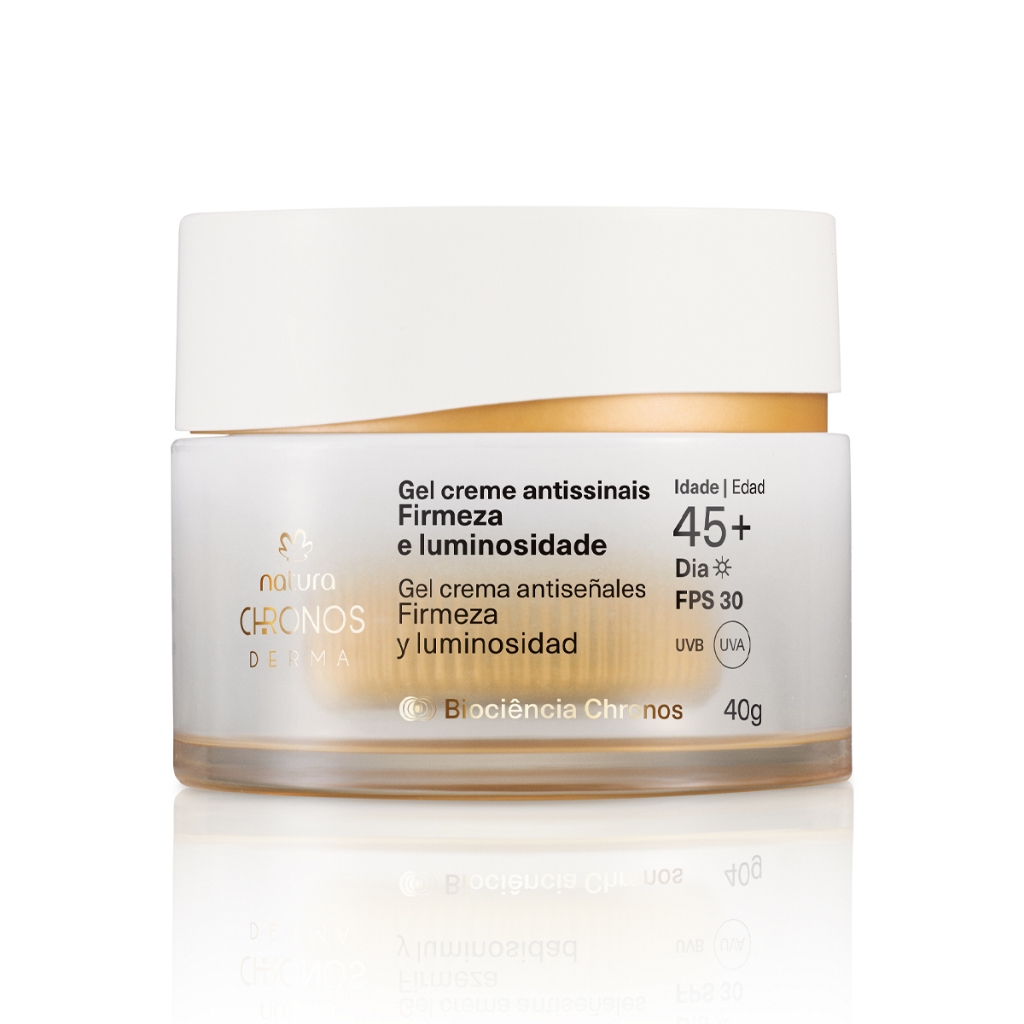 Gel Creme Antissinais Firmeza e Luminosidade 45+ Dia Chronos Derma em Oferta na Shopee