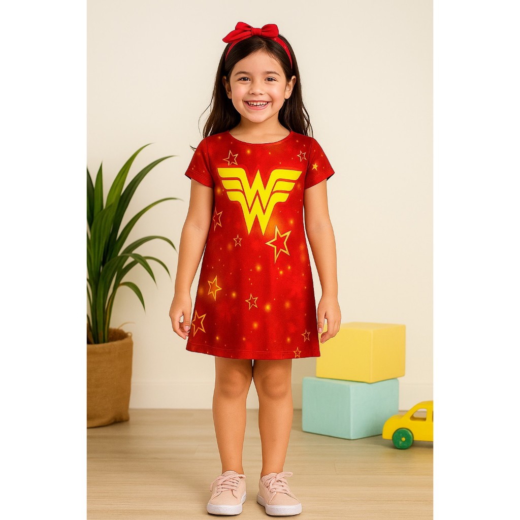 Vestido Mulher Maravilha ( pronta entrega ) ( envio imediato )