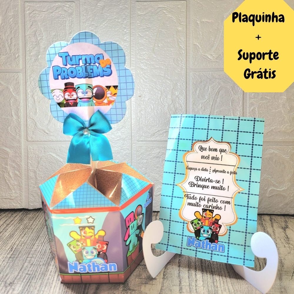 Centro de Mesa Turma do Problems Cachepô Minecraft Personalizado Arranjo Enfeite Lembrancinha p/Festa Infantil