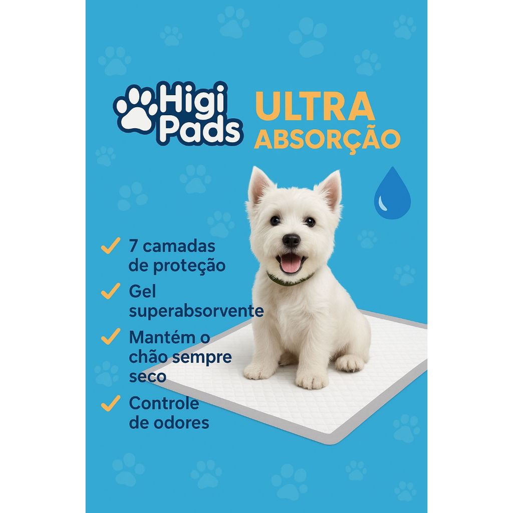 Kit Tapete Higiênico para Caes gatos higi pads 60x55 cm - Premium Rápida Absorção