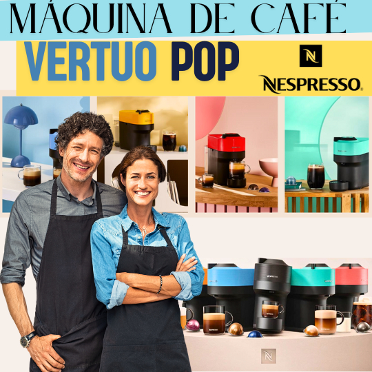 CAFETEIRA NESPRESSO VERTUO POP – MÁQUINA DE CAFÉ - BLUE OU BLACK 110V / 220V – ACOMPANHA 12 CÁPSULAS