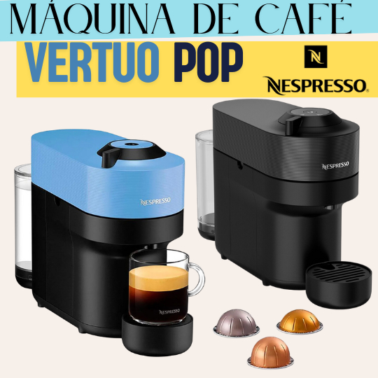 CAFETEIRA NESPRESSO VERTUO POP – MÁQUINA DE CAFÉ - BLUE OU BLACK 110V / 220V – ACOMPANHA 12 CÁPSULAS