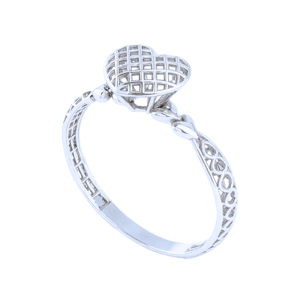 Anel Prata 925 Solitario Coração 3D em Oferta na Shopee