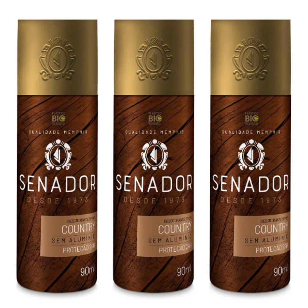 Kit 3 Desodorante Spray Senador Country 90ml em Oferta na Shopee