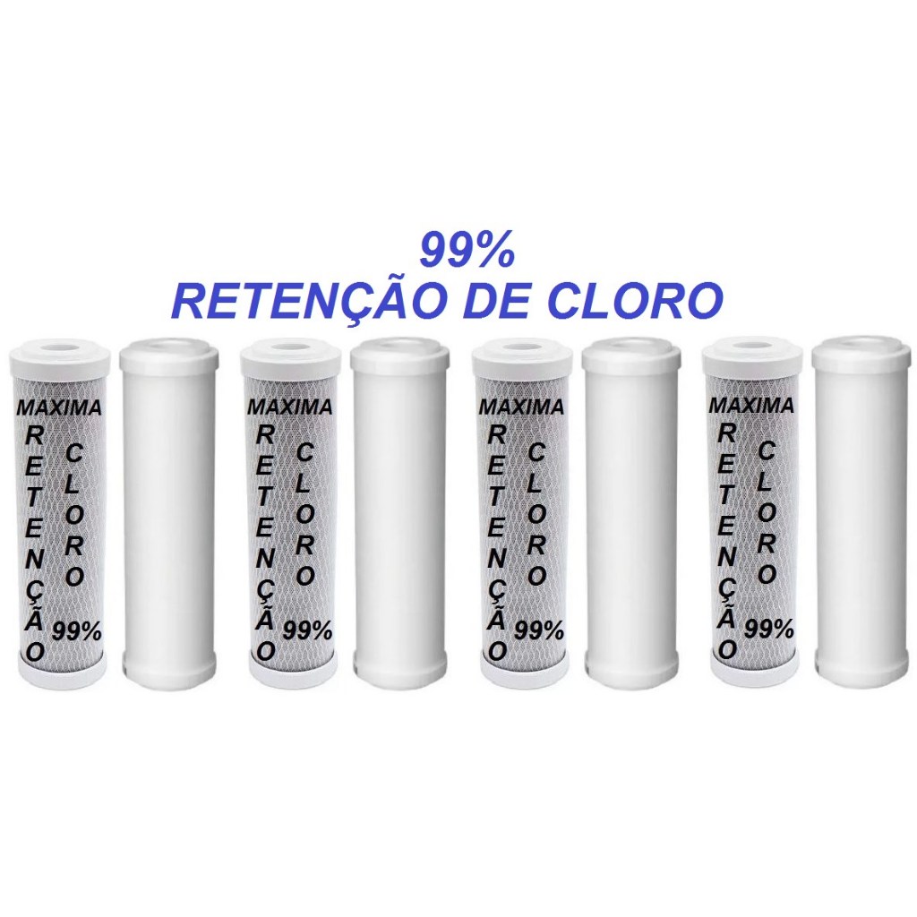 Kit Pares Refil Carvão Casca Coco  99% + Refil PP Compatível  Filtro Purificador Hoken Multi1500,Bbi, As2Hidrofiltros