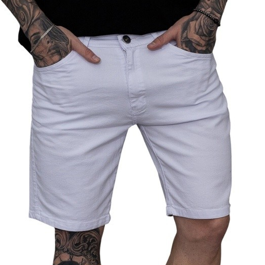 Bermuda Short Jeans Branca Masculino Premium Casual Social em Oferta na Shopee