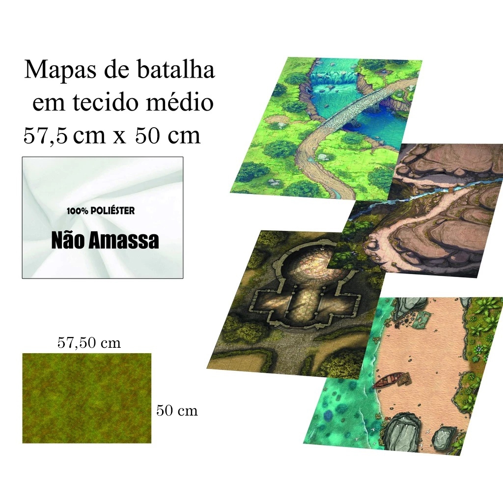 Kit de mapas de batalha em Tecido para RPG Dungeons and Dragons