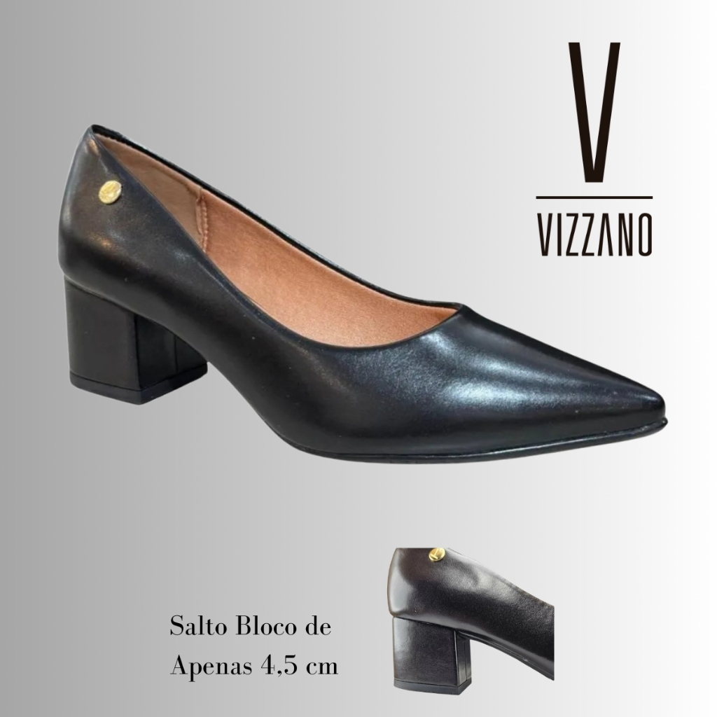 Sapato Scarpin Femino Vizzano Salto Bloco Grosso Casual | Lançamento! | Original Vizzano