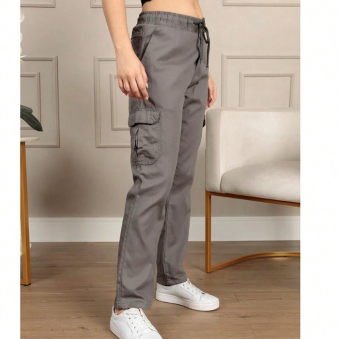 calça cargo feminina estilo skatestyle barra largo varios cores em Oferta na Shopee