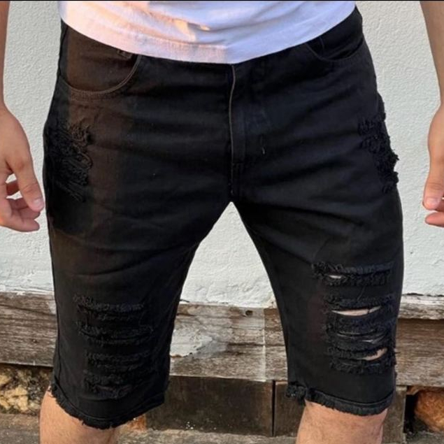 short rasgados masculinos jeans estilo fashion em Oferta na Shopee