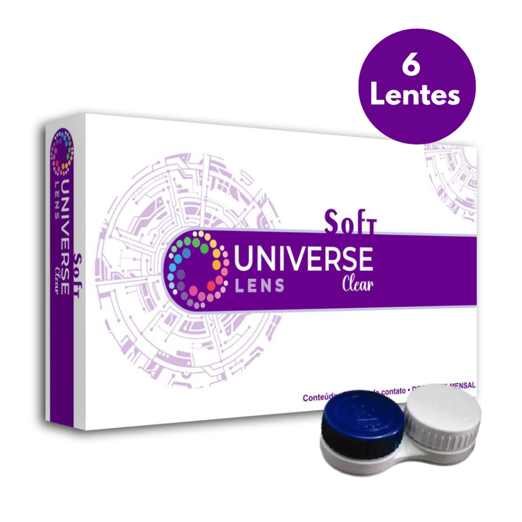 Lentes de contato Miopia mensal Esferico caixa com 6 Unidades  (3 Pares) do mesmo grau incolor Gelatinosa Marca Univerve