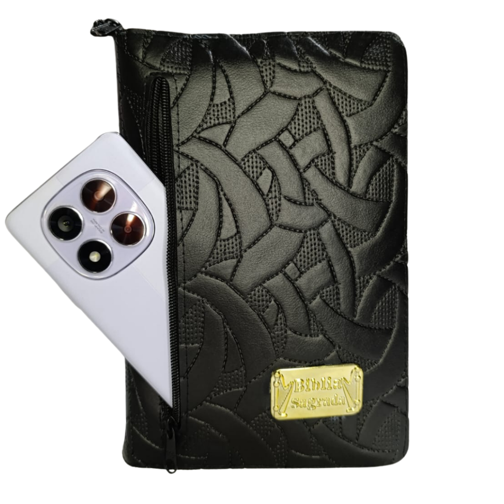 Capa para Bíblia Grande em Couro SIntético Geométrico com Zíper e Bolso Externo - N° 13