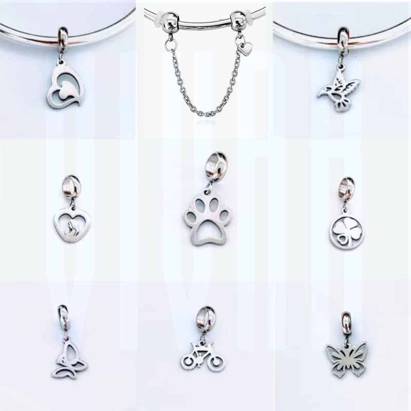 Berloque Pingente Charms Corte a Laser em Aço Inox