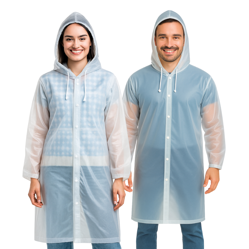 Capa de Chuva Adulto Impermeável Reforçada PVC Transparente com Capuz Unissex – 1, 2 ou 3 Unidades