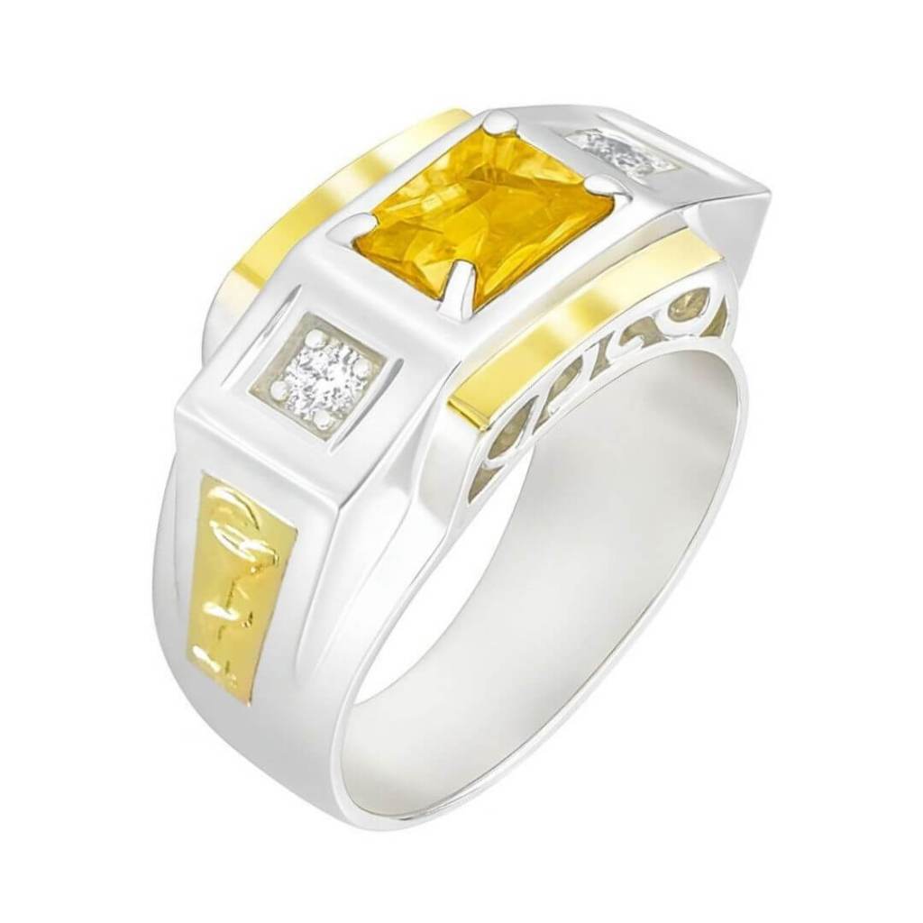 Anel de Formatura Farmácia Prata 950 com Ouro 18k e Zircônias Cravejadas Garantia Vitalícia
