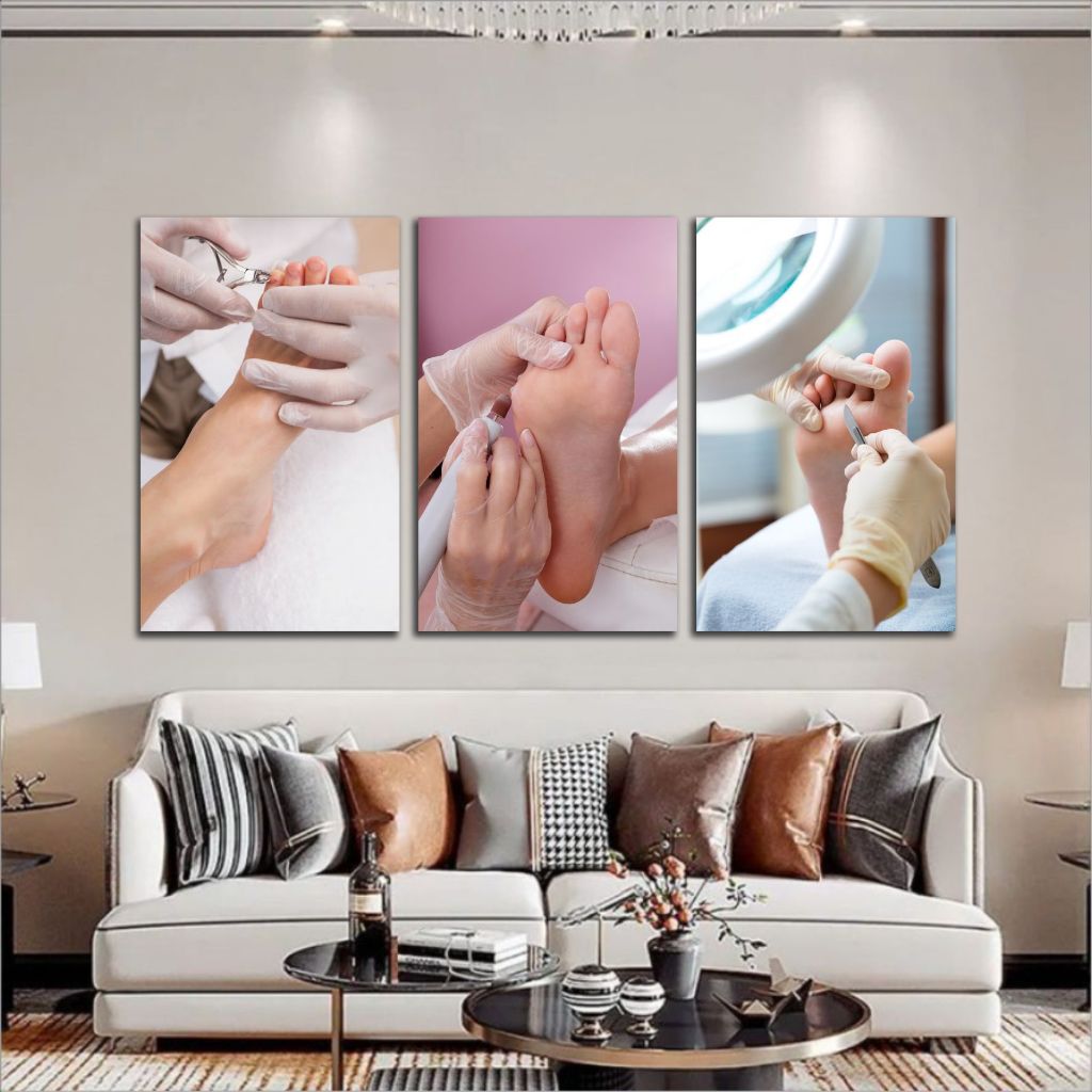 Quadro Decorativo Podologia Pés Estética Feminina Salão Spá 3 PEÇAS em Oferta na Shopee