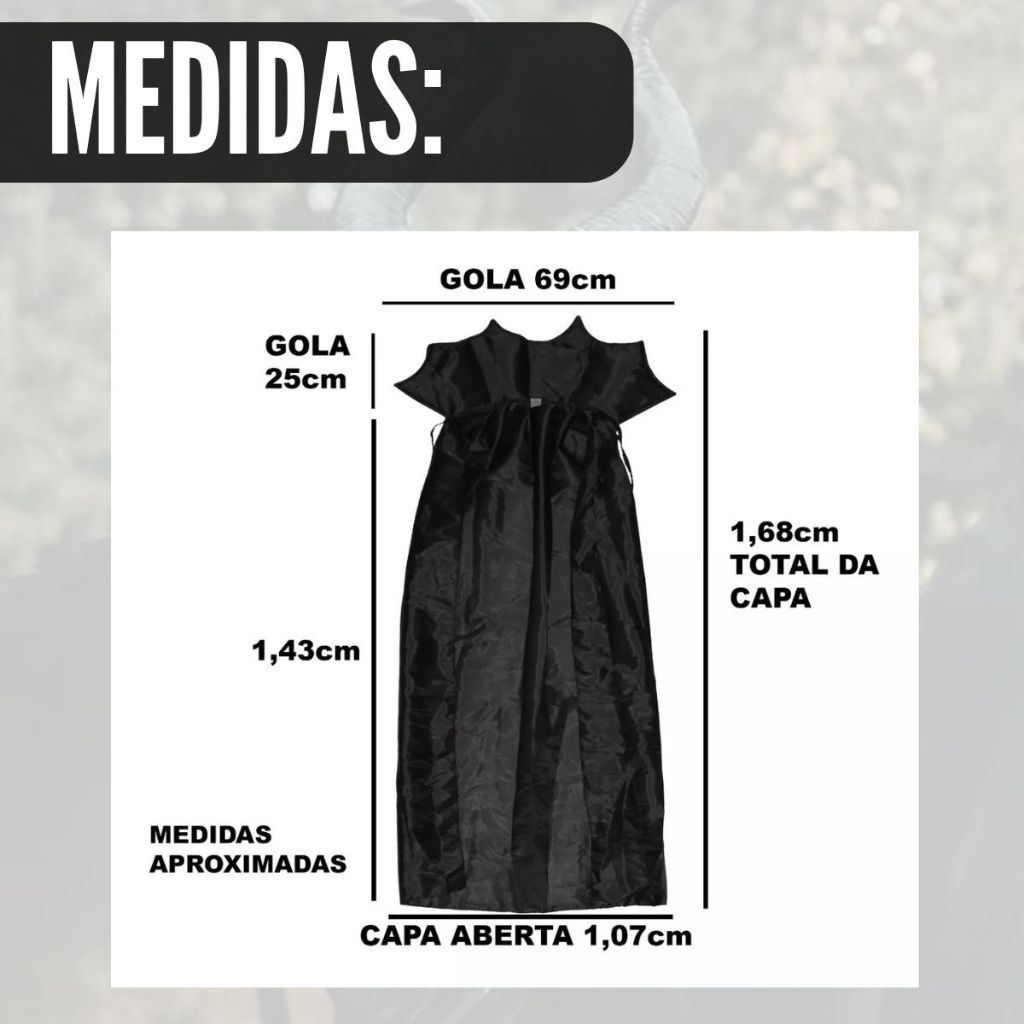 Chifre Malévola + Capa Adulto Látex Fantasia Halloween Tiara — imagem 2 de 2