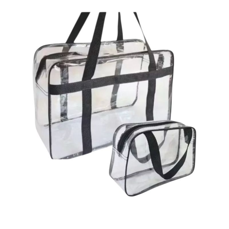 Kit 2 Bolsa Malote Transparente + Necessárie Grande Praia, Piscina, Hospital, Passeio, Maternidade ENVIO RAPIDO em Oferta na Shopee