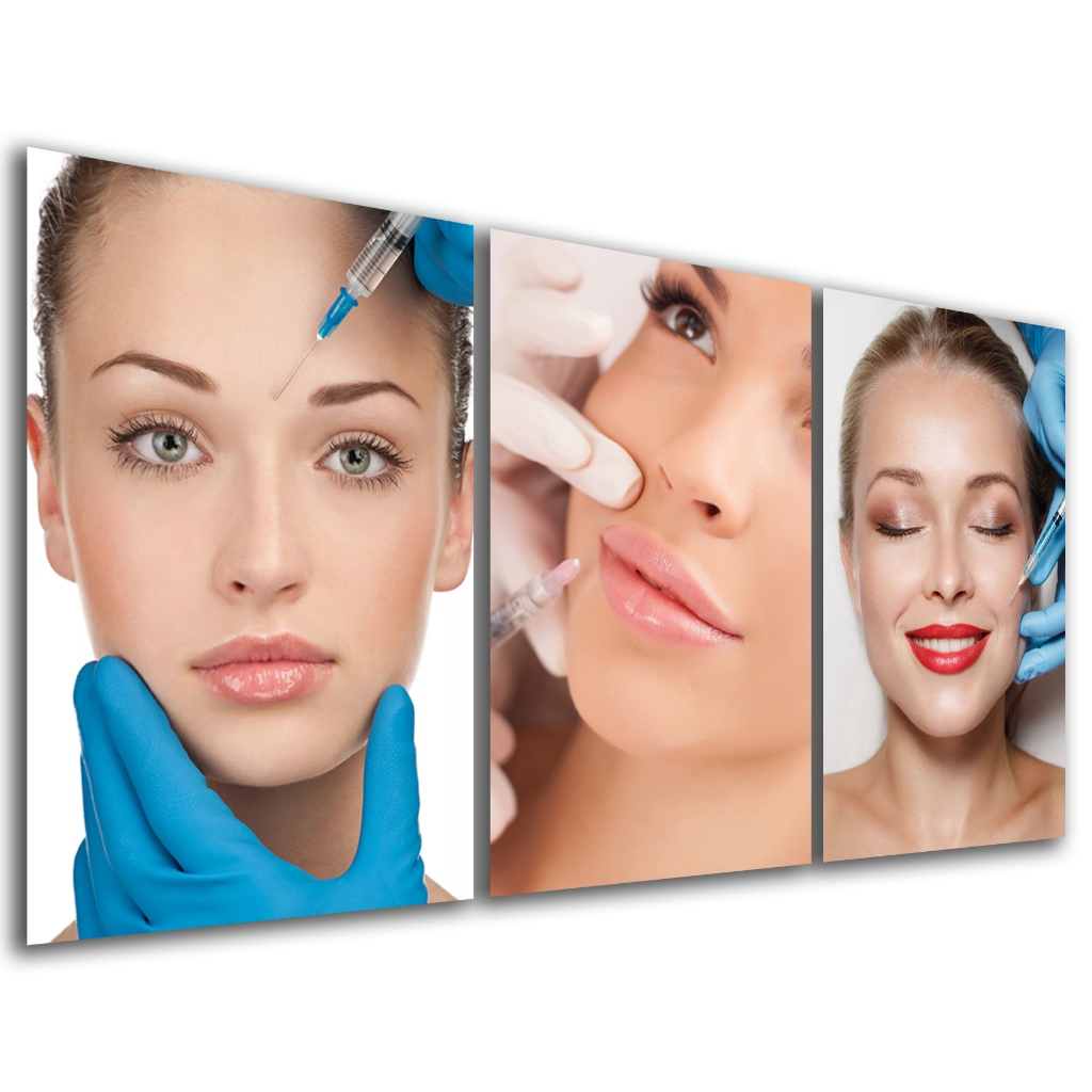 Quadro Decorativo Botox Preenchimento Labial Estética Beleza 3 Peças