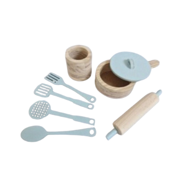 Kit de Utensílios com Panelinha Infantil em Madeira Brinquedo Cozinha e Casinha