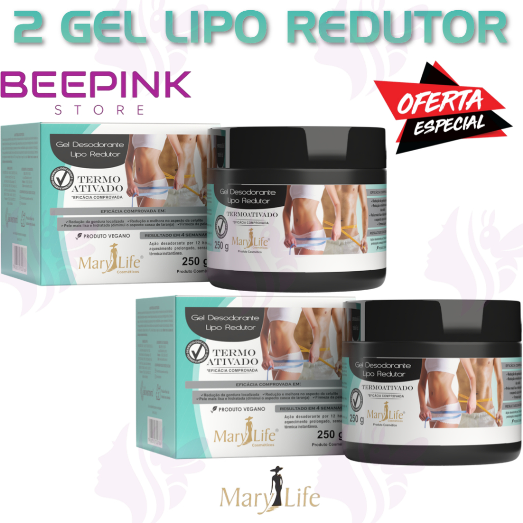 🌿 KIT 2 UNID GEL LIPO REDUTOR – Mary Life Cosméticos