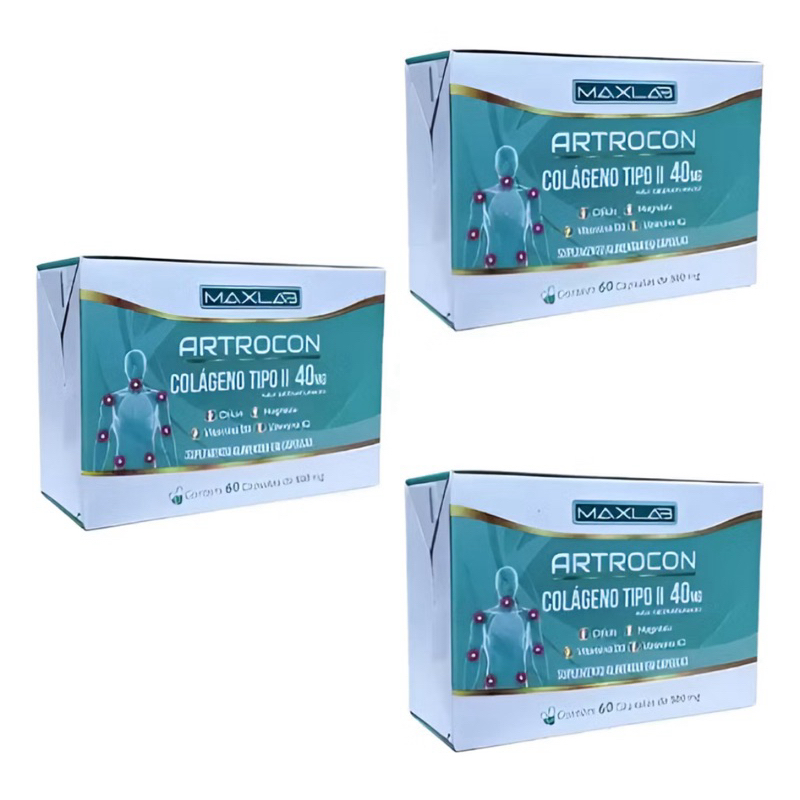 Artrocon Colágeno Tipo 2 + cálcio, magnésio, vitamina D3 e vitamina K2- 60 Capsulas 3 Unidades