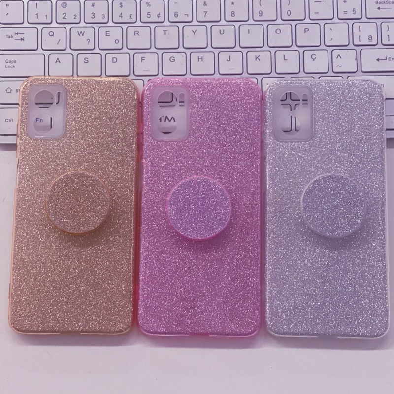 Capa Capinha Brilho para Motorola E20 E22 acompanha Pop Socket em Oferta na Shopee